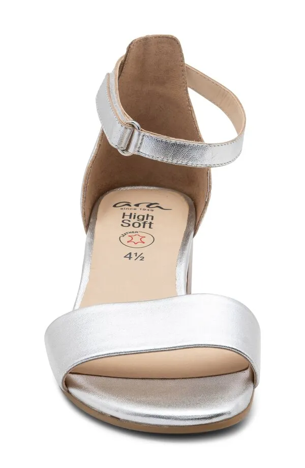 ARA Pauline Block Heel in Silver Metallic