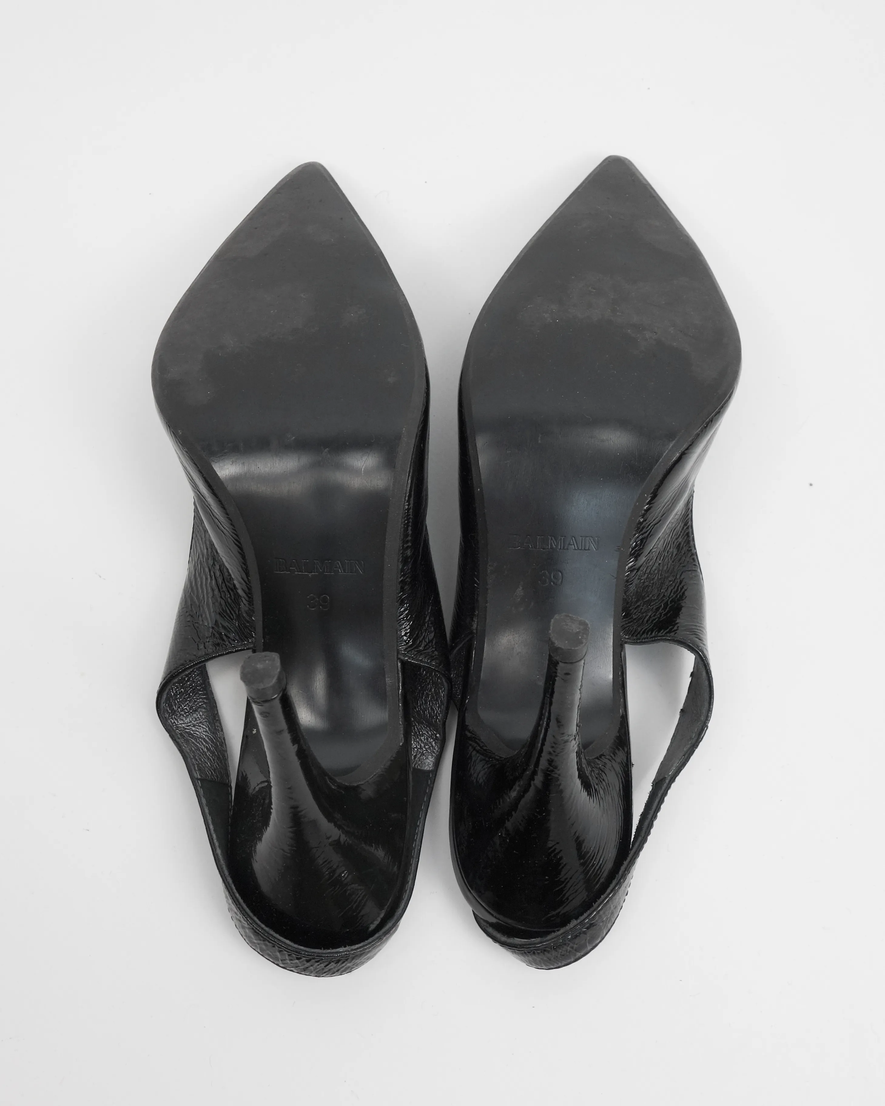 Balmain Black Patent Leather Heels 2000's