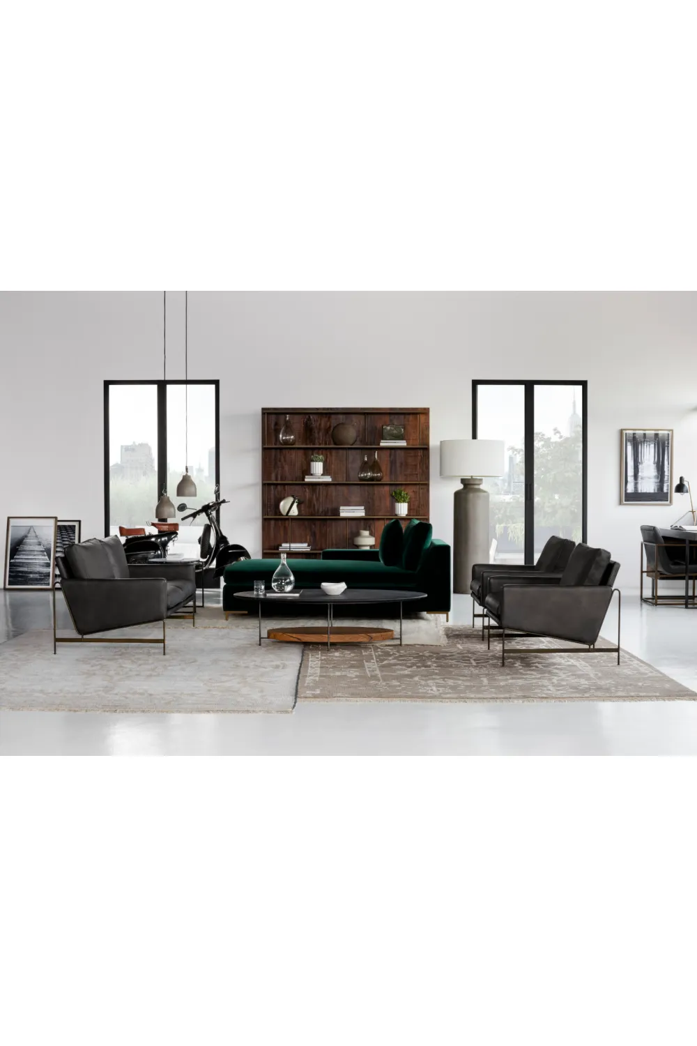 Black Leather Sofa | Andrew Martin Vanessa