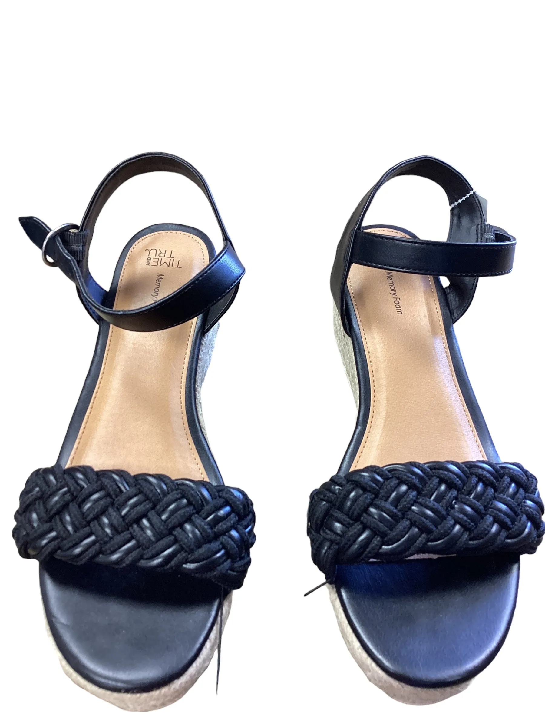 Black Sandals Flats Time And Tru, Size 10