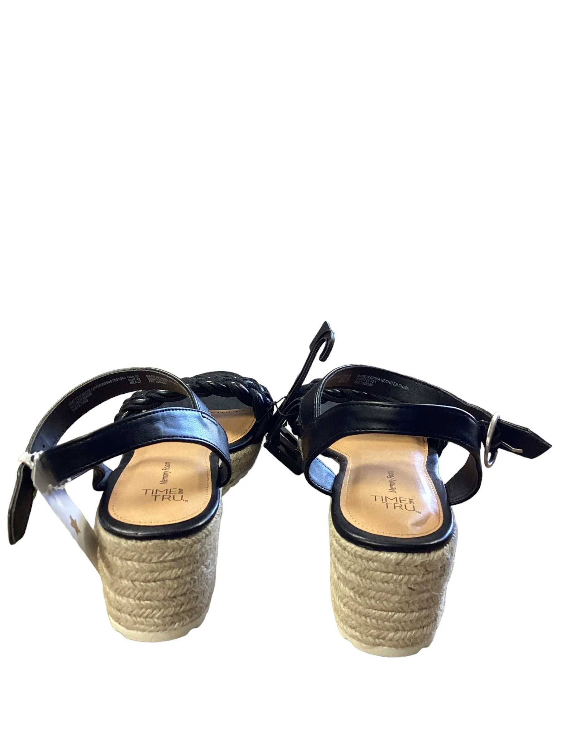Black Sandals Flats Time And Tru, Size 10