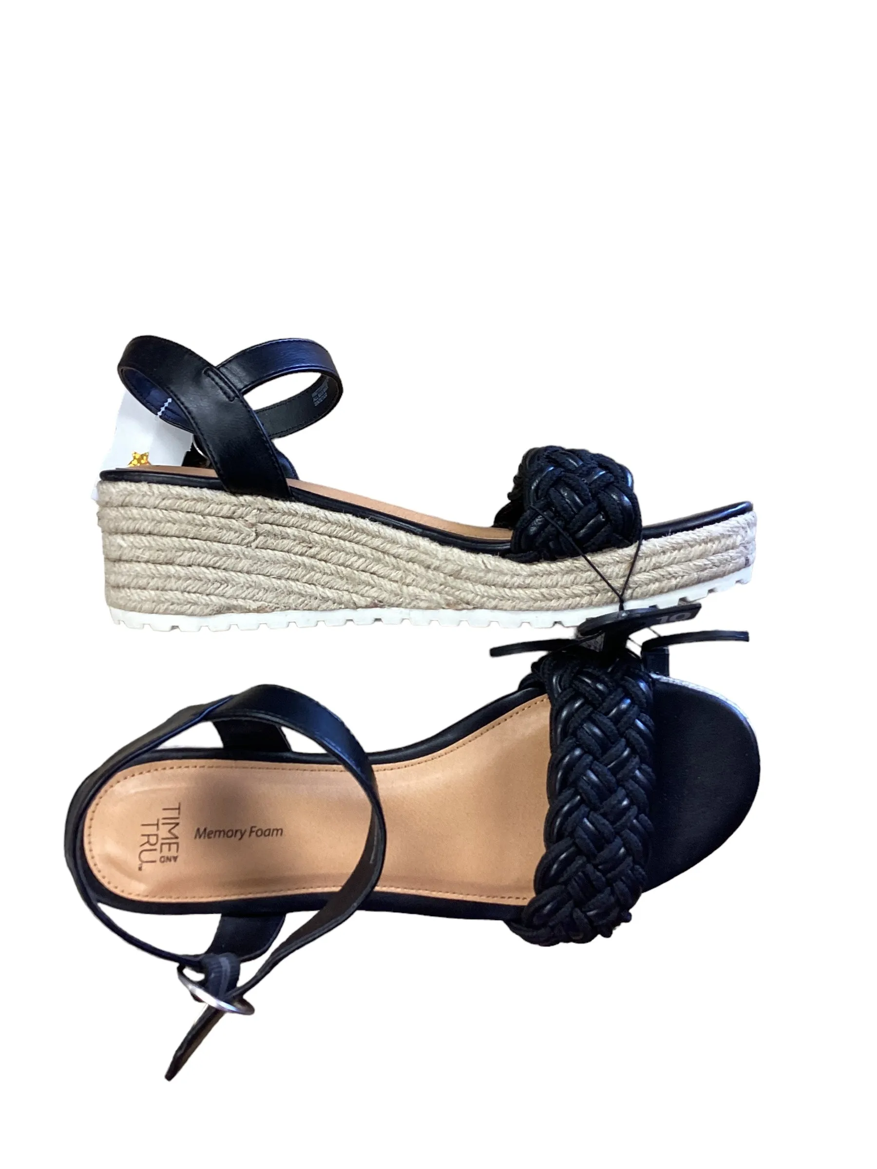 Black Sandals Flats Time And Tru, Size 10