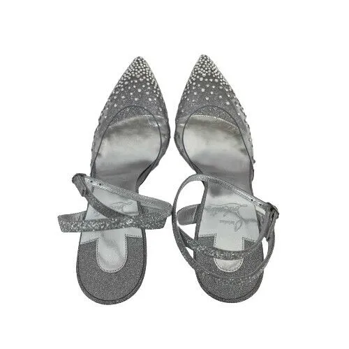 Christian Louboutin - F/W 22 Silver Glitter Spikeaqueen Heels - 37 US 7 NEW