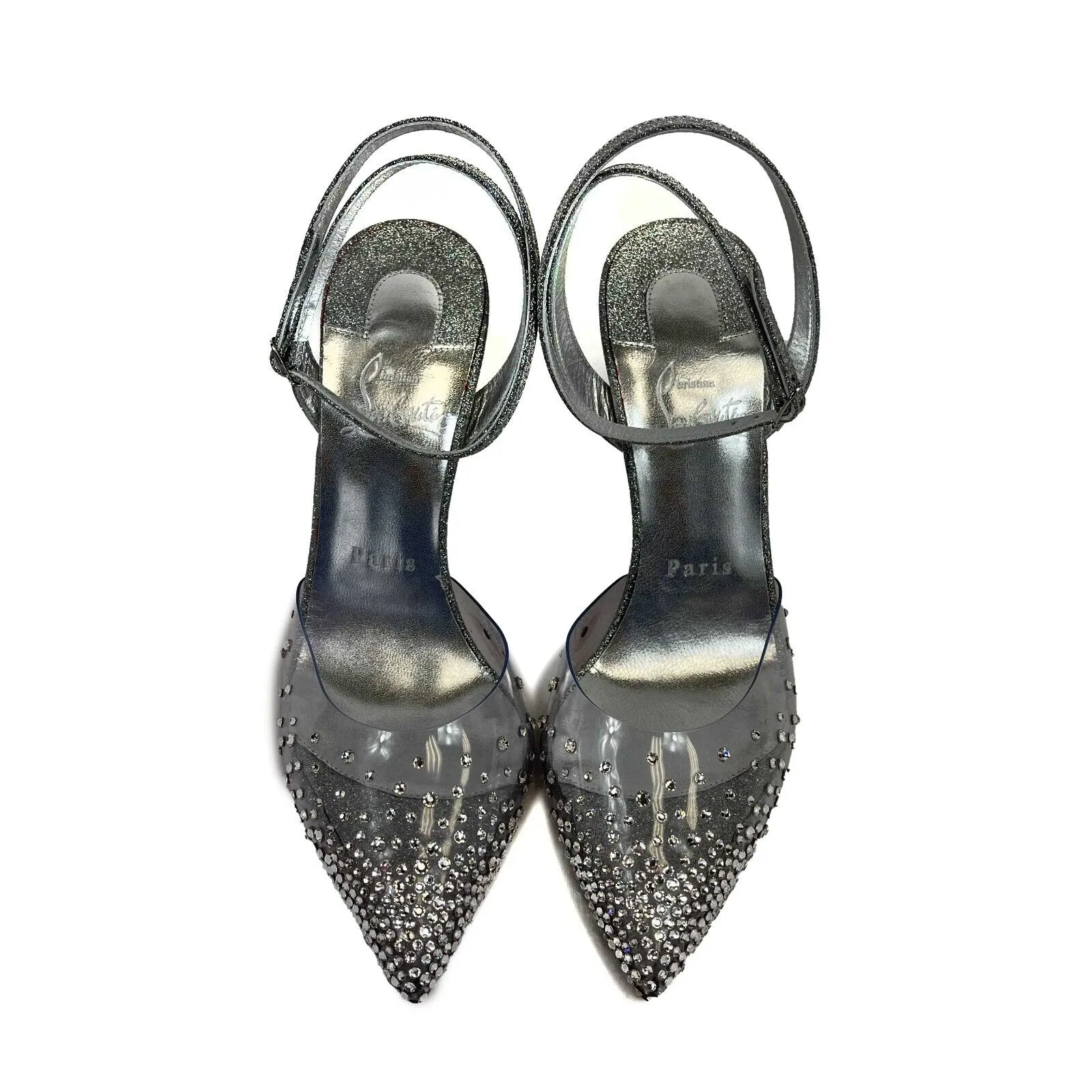Christian Louboutin - F/W 22 Silver Glitter Spikeaqueen Heels - 37 US 7 NEW