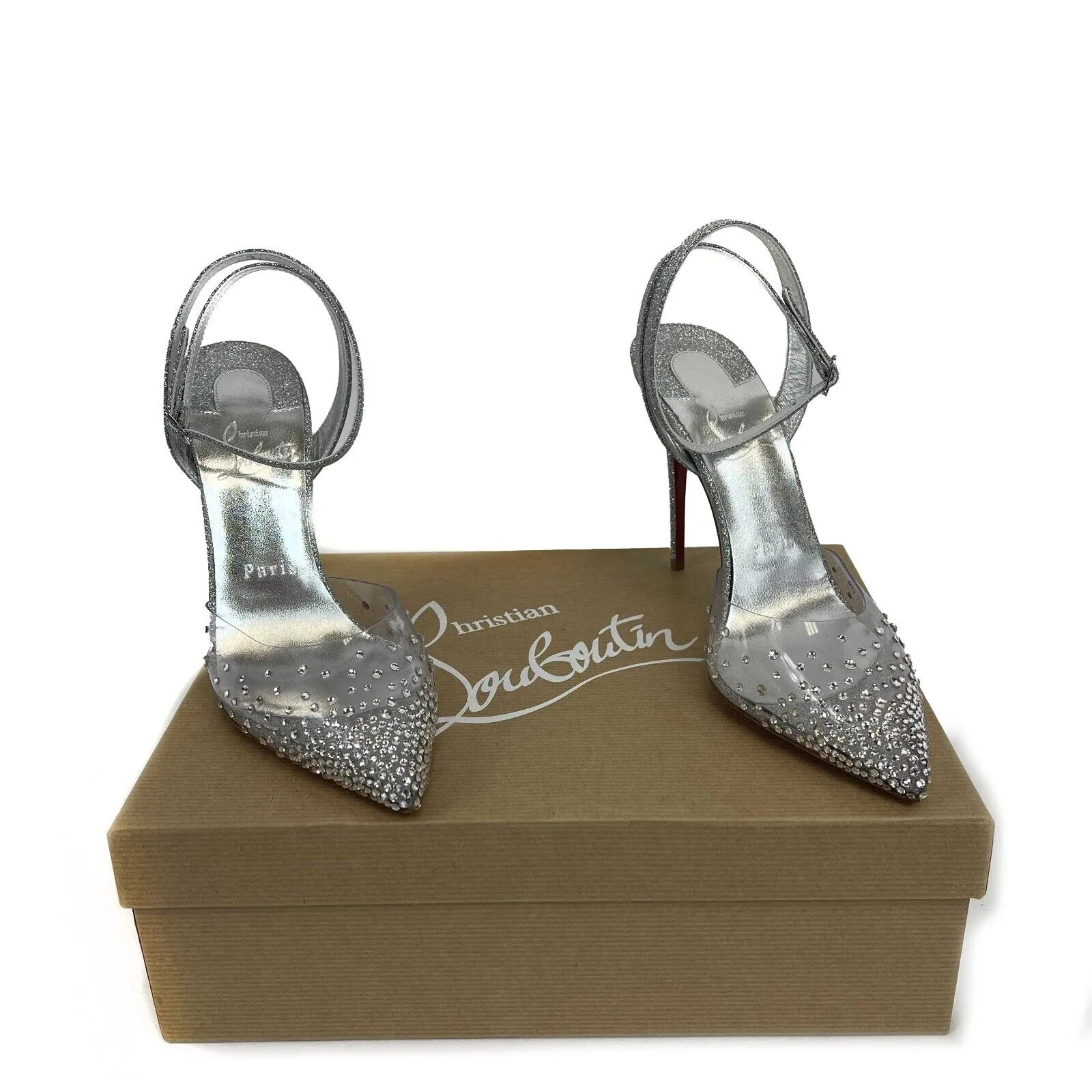 Christian Louboutin - F/W 22 Silver Glitter Spikeaqueen Heels - 37 US 7 NEW