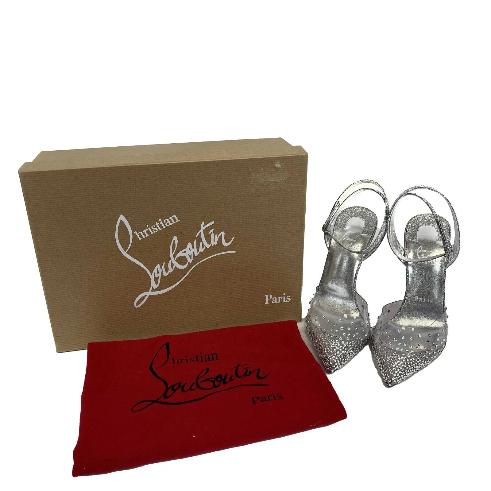 Christian Louboutin - F/W 22 Silver Glitter Spikeaqueen Heels - 37 US 7 NEW
