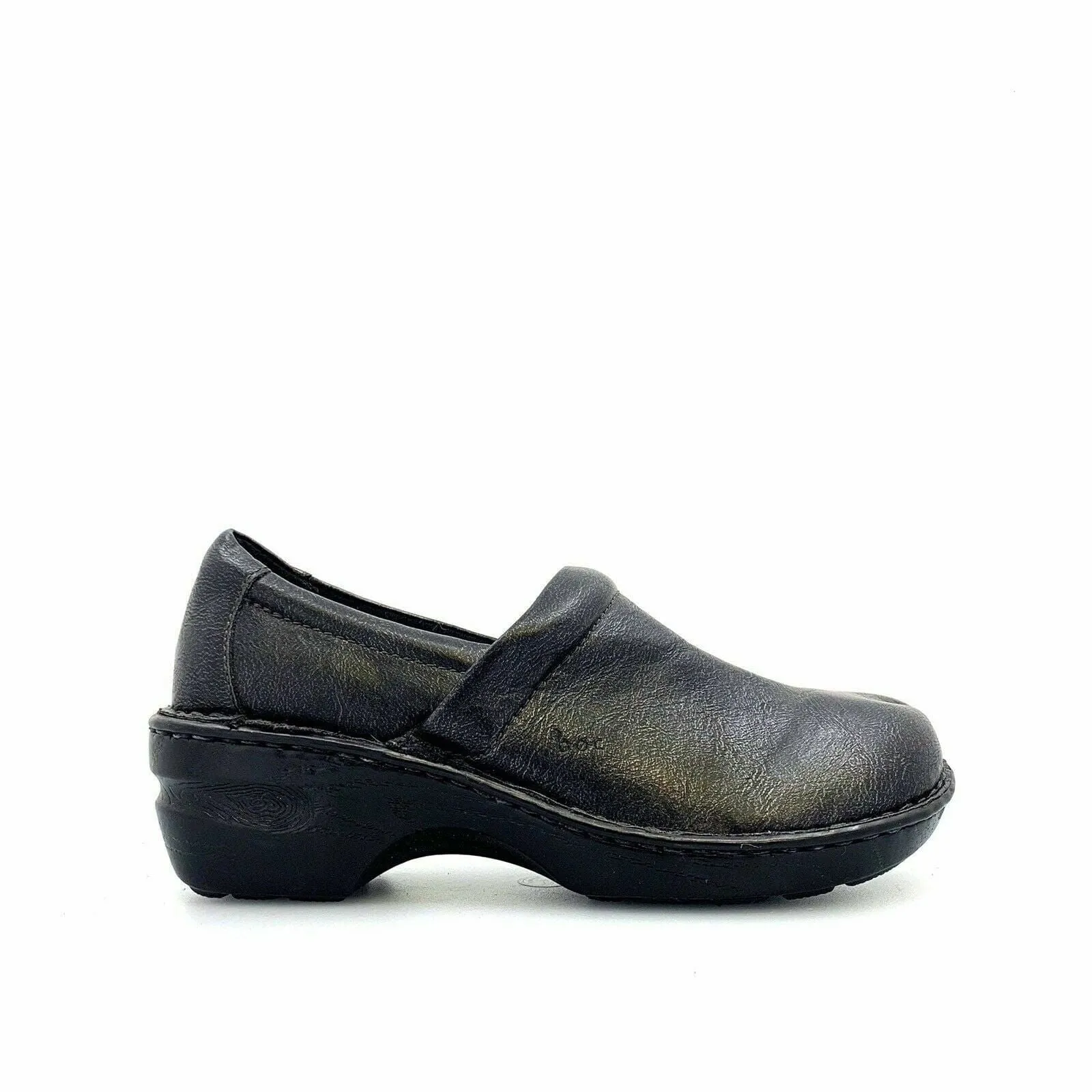 Comfortable Boc Born Concept Womens Size 9 Drak Gray Leather Clogs Shoes