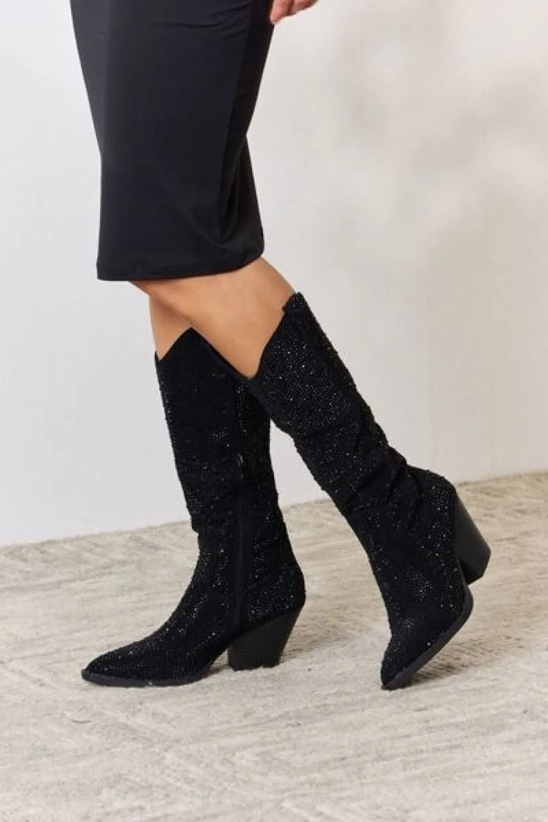 Dress Up Time Rhinestone Knee High Cowboy Boots