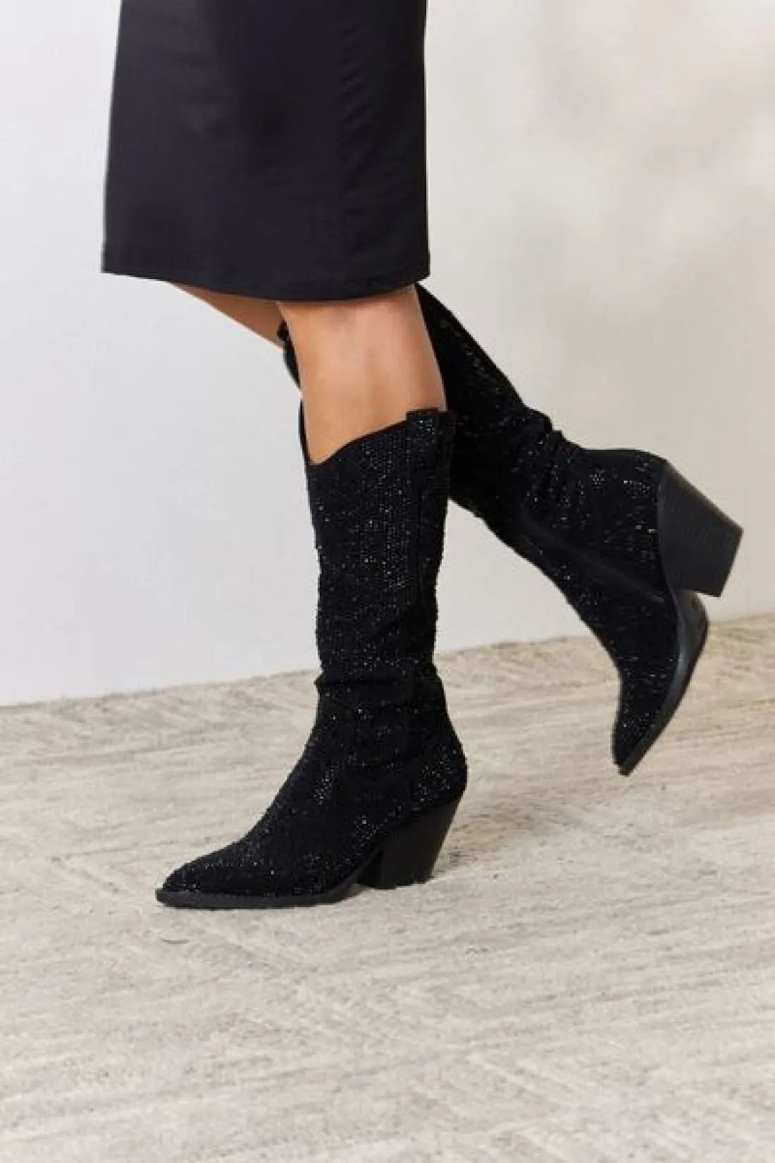 Dress Up Time Rhinestone Knee High Cowboy Boots