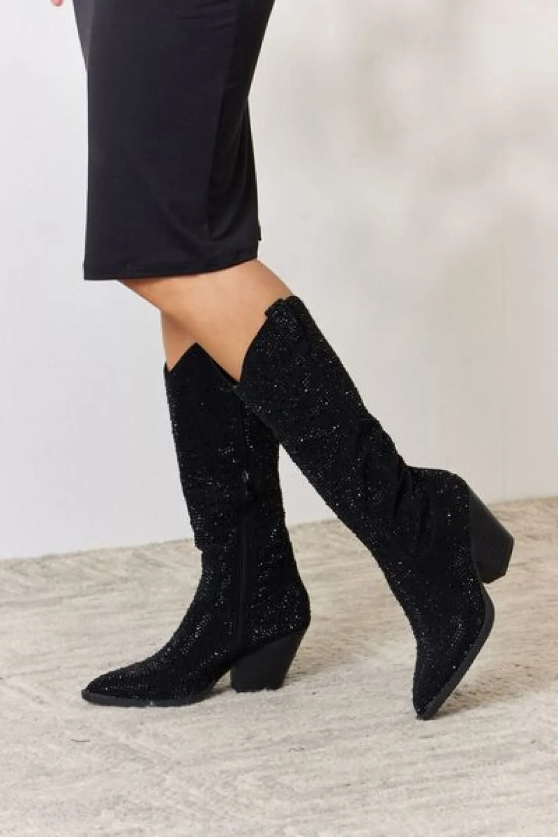 Dress Up Time Rhinestone Knee High Cowboy Boots