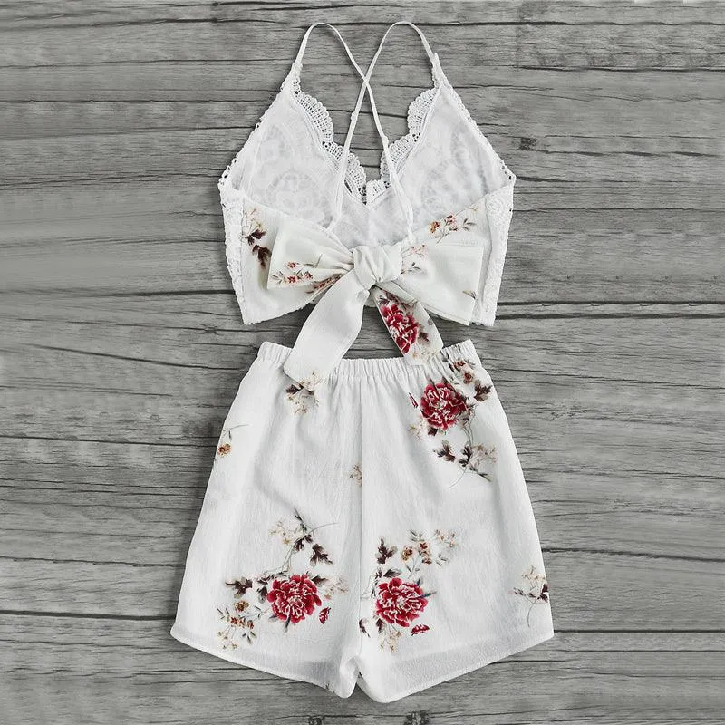 LACE & FLORAL SHORTS SET