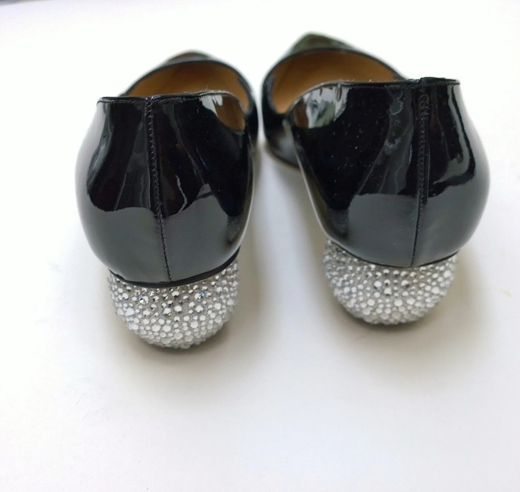 Paul Andrew Ankara Black Patent Rhinestone Jewel Heels