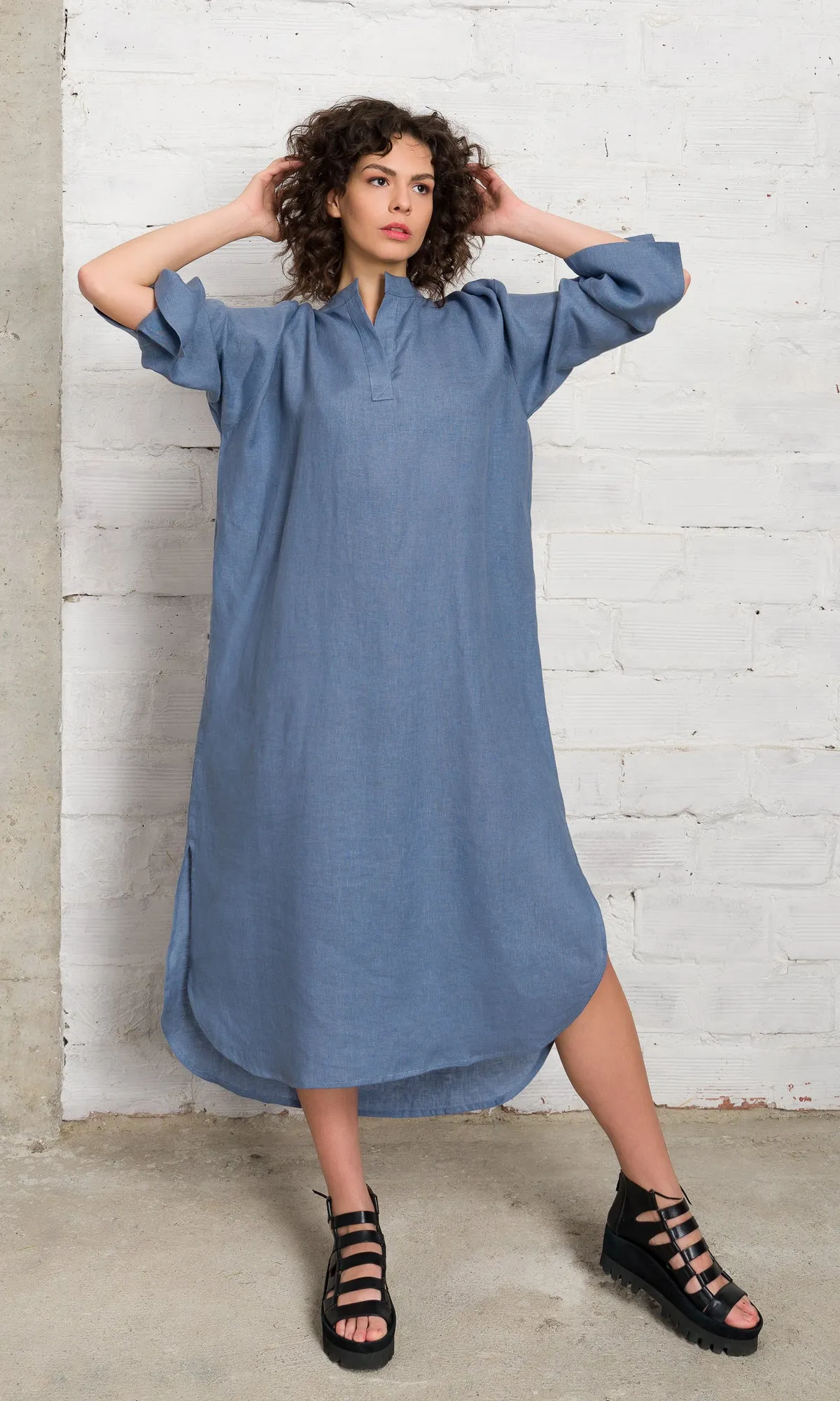 Relaxed Fit Linen Shirt Dress