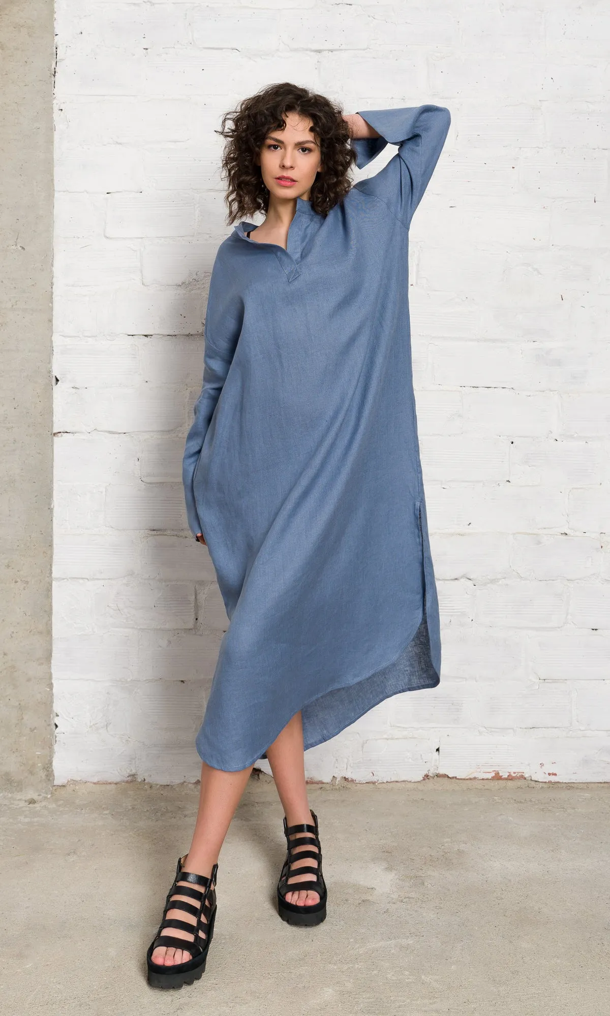 Relaxed Fit Linen Shirt Dress