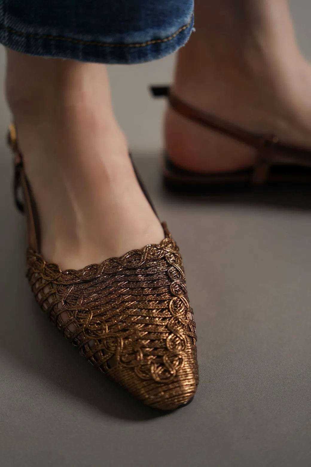 WOVEN PARTY SLINGBACKS